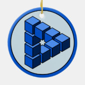 Cartoon blauw zwart Speelgoed blokkeert driehoeksv Keramisch Ornament (Achterkant)