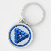 Cartoon blauw zwart Speelgoed blokkeert driehoeksv Sleutelhanger (Voorkant)