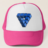 Cartoon Blauw zwarte Speelgoed Driehoek Grafisch T Trucker Pet (Voorkant)