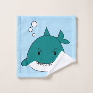 Cartoon blauwe en witte haai bad handdoek