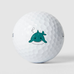 Cartoon blauwe en witte haai golfballen