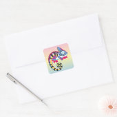 cartoon blauwe kameleon vierkante sticker (Envelop)