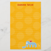 Cartoon Blauwe Olifant Kinder Kinderen Stippen Dan Briefpapier (Voorkant)