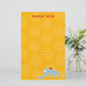 Cartoon Blauwe Olifant Kinder Kinderen Stippen Dan Briefpapier (Staand voorkant)