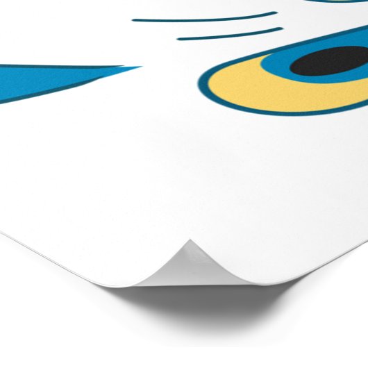 Cartoon Blauwe Pauw Vogel Poster (Hoek)