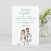 Cartoon Blauwgroen & Wit Foto Gepersonaliseerde Br Kaart (Staand voorkant)