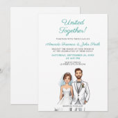 Cartoon Blauwgroen & Wit Foto Gepersonaliseerde Br Kaart (Voorkant / Achterkant)