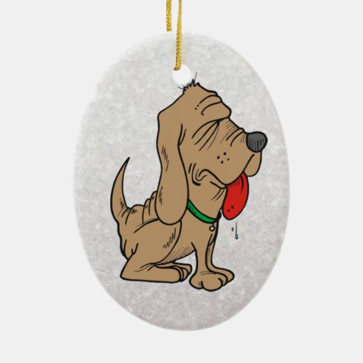 cartoon bloedhond keramisch ornament (Achterkant)
