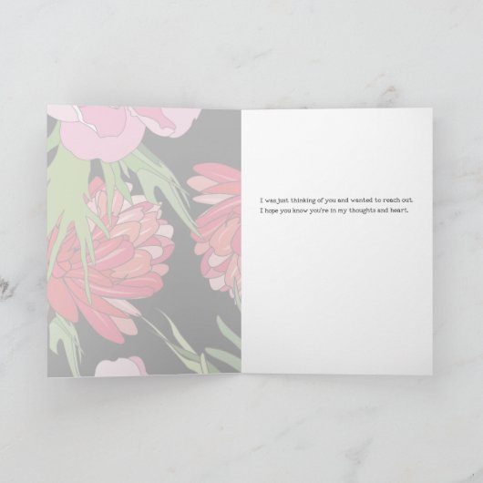 Cartoon Bloemen Mij Missen Jou Kaart (Binnen)