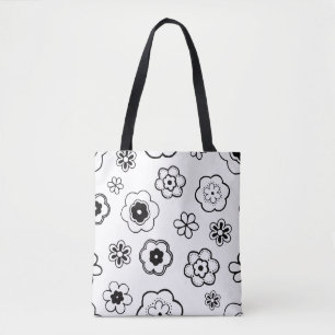 cartoon bloemen tote tas