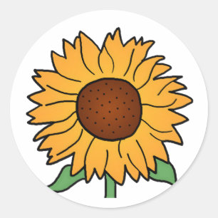 Cartoon Bloemen, Zomer Bloemen Zonnebloem Ronde Sticker