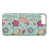 Cartoon bloempatroon met vogels Case-Mate iPhone case (Achterkant (Horizontaal))