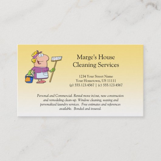 Cartoon Blonde House Cleaning Lady Loyalty Busines (Voorkant)