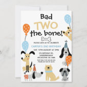 Cartoon Blue Bad Two The Bone Dogs 2e Verjaardag Kaart (Voorkant)