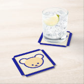Cartoon Blue Beige Teddy Bear Cute Art Kartonnen Onderzetters (Insitu)
