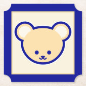 Cartoon Blue Beige Teddy Bear Cute Art Kartonnen Onderzetters (Voorkant)