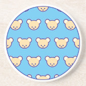 Cartoon Blue Beige Teddy Bear Cute Vector Art Zandsteen Onderzetter (Voorkant)
