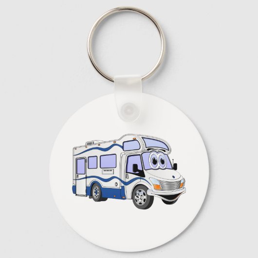Cartoon Blue Camper Sleutelhanger (Voorkant)