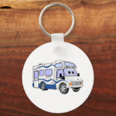 Cartoon Blue Camper Sleutelhanger (Voorkant)