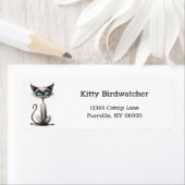 Cartoon Blue Eyes Siamese Cat Funny Retouradres Etiket (Insitu)