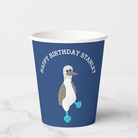 Cartoon Blue-Footed Booby Bird Party Papieren Bekers (Voorkant)