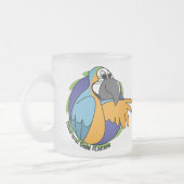 Cartoon Blue & Gold Macaw Matglas Koffiemok (Links)