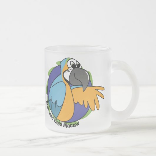 Cartoon Blue & Gold Macaw Matglas Koffiemok (Rechts)