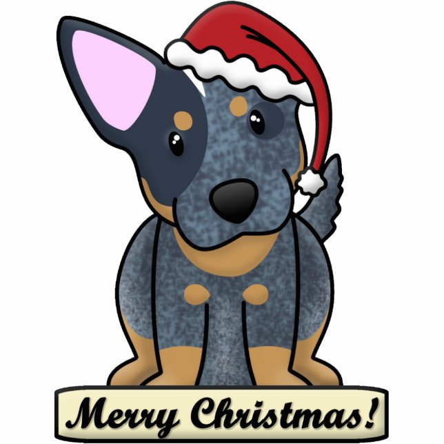 Cartoon Blue Heeler kerstversiering Fotobeeldje Ornament (Voorkant)