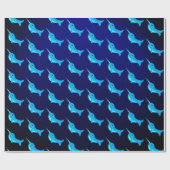 Cartoon blue narwhals patroon op Navy Blue Cadeaupapier (Vlak)