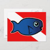 Cartoon Blue Parrotfish Dive Flag Briefkaart (Voorkant / Achterkant)