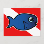 Cartoon Blue Parrotfish Dive Flag Briefkaart (Voorkant)