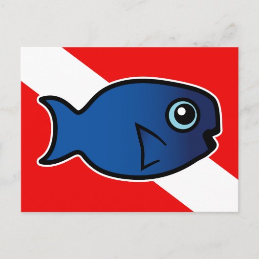 Cartoon Blue Parrotfish Dive Flag Briefkaart (Voorkant)
