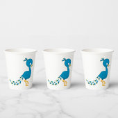Cartoon Blue Peacock Bird Papieren Bekers