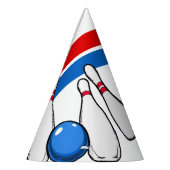 Cartoon Blue & Red Bowling Kinder 6e verjaardag Feesthoedjes (Links)