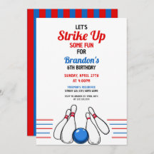 Cartoon Blue & Red Bowling Kinder 6e verjaardag