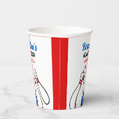 Cartoon Blue & Red Bowling Kinder 6e verjaardag Papieren Bekers (Rechts)