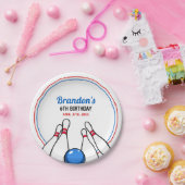 Cartoon Blue & Red Bowling Kinder 6e verjaardag Papieren Bordje (Feest)