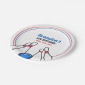 Cartoon Blue & Red Bowling Kinder 6e verjaardag Papieren Bordje (Gekanteld)