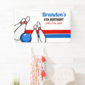 Cartoon Blue & Red Bowling Kinder 6e verjaardag Spandoek (Insitu)