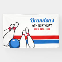 Cartoon Blue & Red Bowling Kinder 6e verjaardag