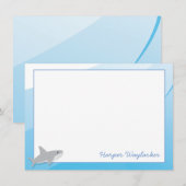 Cartoon Blue White Grey Shark Name Notitiekaartje (Voorkant / Achterkant)