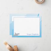 Cartoon Blue White Grey Shark Name Notitiekaartje (Voorkant / Achterkant in situ)