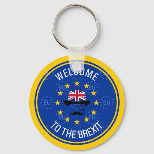 Cartoon Blue Yellow European Union Brexit Art Sleutelhanger (Voorkant)