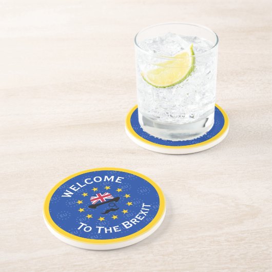 Cartoon Blue Yellow European Union Brexit Art Zandsteen Onderzetter (Zijkant)