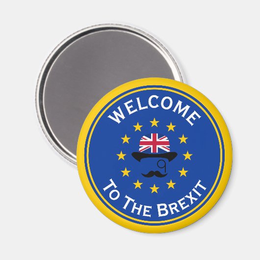 Cartoon Blue Yellow European Union Brexit Graphic Magneet (Voorkant / Achterkant)