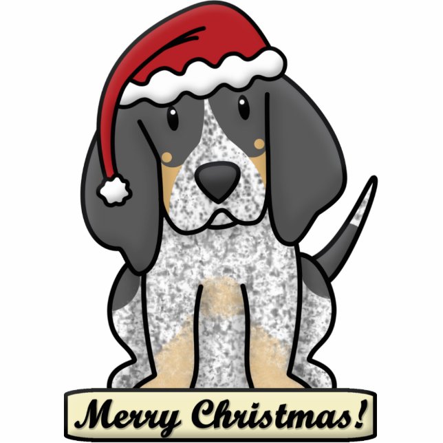 Cartoon Bluetick Coonhound kerstversiering Fotobeeldje Ornament (Voorkant)