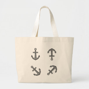 Cartoon Boat Anker Set Grote Tote Bag