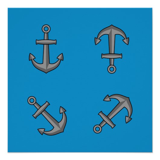 Cartoon Boat Anker Set Perfect Poster (Voorkant)