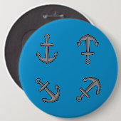 Cartoon Boat Anker Set Ronde Button 6,0 Cm (Voorkant /achterkant)
