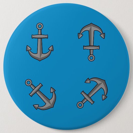 Cartoon Boat Anker Set Ronde Button 6,0 Cm (Voorkant)